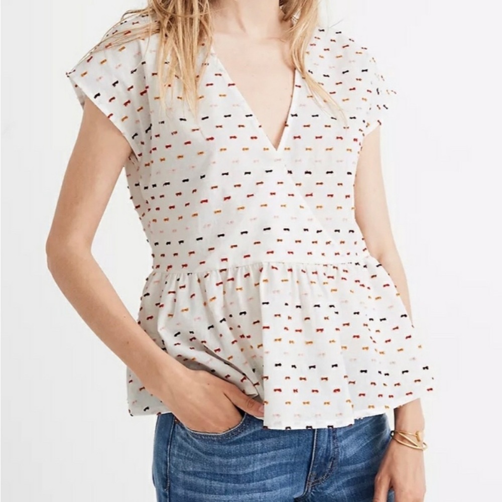 Madewell Peplum Dot Short Sleeve Top